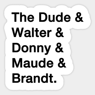 Big Lebowski Names Sticker